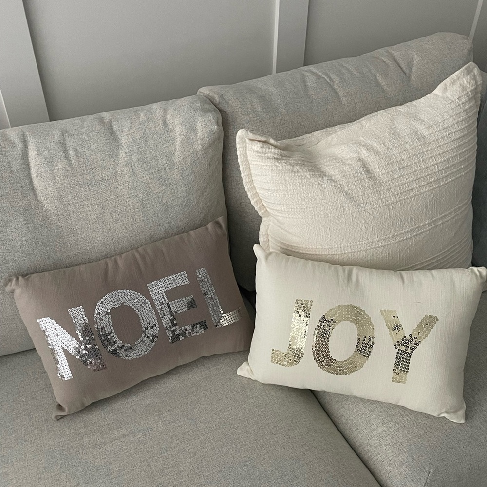Sequin Noel and Joy Holiday Pillows